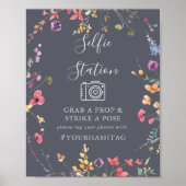 Blue Wild Floral Selfie Station Poster (Vorne)