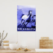 Blue Wild Horses Motivierend No Limits Artwork Poster (Küche)