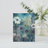 Blue Wild Meadow Blume Art Postkarte (Stehend Vorderseite)