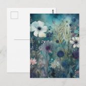 Blue Wild Meadow Blume Art Postkarte (Vorne/Hinten)