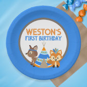 Blue Wild One Woodland Birthday Party Teller