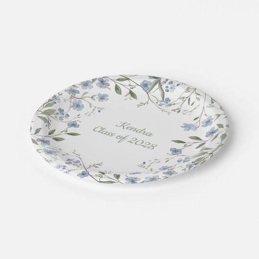 Blue Wildblume Abschluss Pappteller (Schrägansicht)