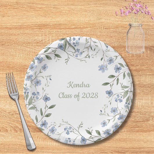 Blue Wildblume Abschluss Pappteller