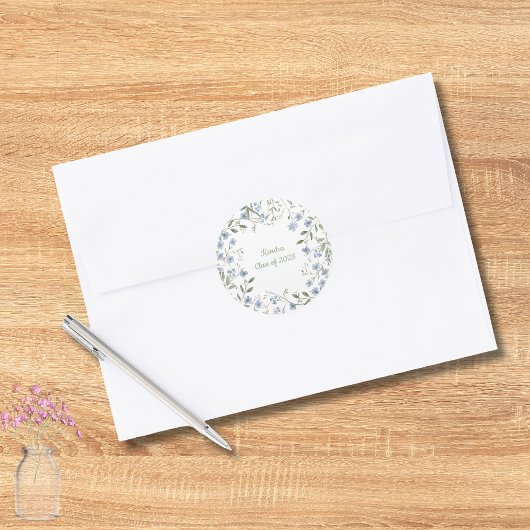 Blue Wildblume Abschluss Runder Aufkleber