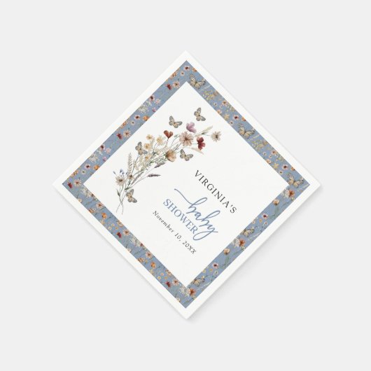 Blue Wildblume Baby Dusche Serviette (Ecke)