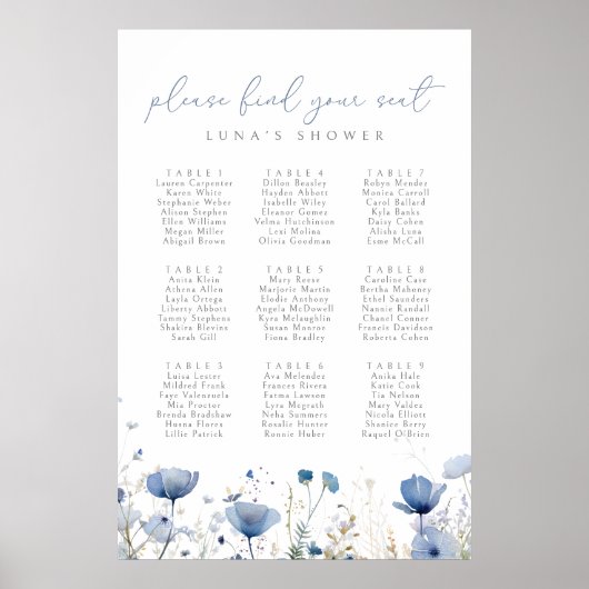 Blue Wildblume Baby in Blütensitzkarte Poster (Vorne)