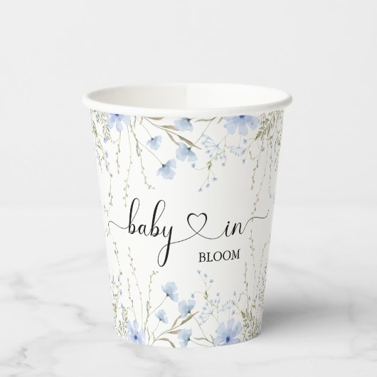 Blue Wildblume Baby Shower Baby in Bloom Pappbecher (Links)