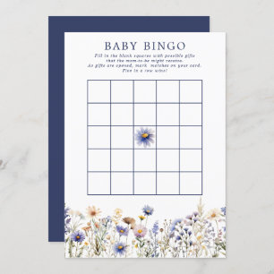 Blue Wildblume Boho Baby Dusche Bingo Spiel Einladung