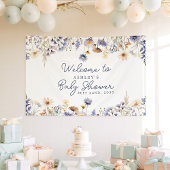 Blue Wildblume Boho Baby Dusche Willkommen Banner