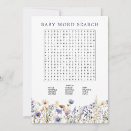 Blue Wildblume Boho Baby Shooter Word Search Game Einladung