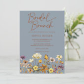 Blue Wildblume Boho Brautparty Einladung (Stehend Vorderseite)