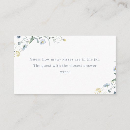 Blue Wildblume boho erraten, wie viele Küsse Spiel Begleitkarte (Rückseite)