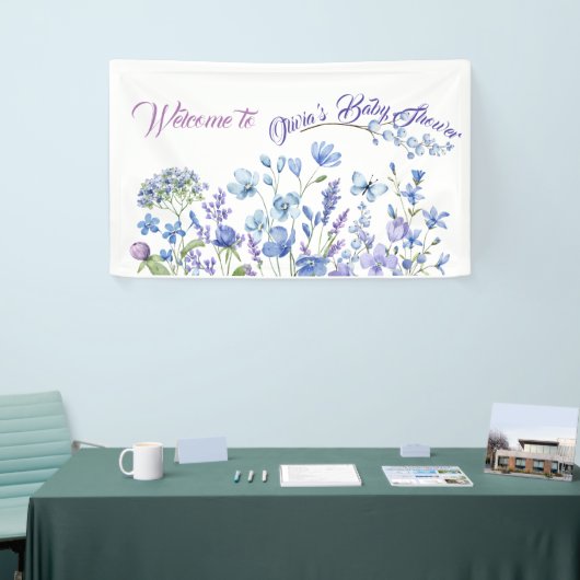 Blue Wildblume Boho Neutral Baby Dusche Banner (Messeveranstaltung)