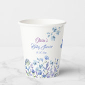 Blue Wildblume Boho Neutral Baby Dusche Pappbecher (Vorderseite)