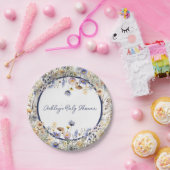 Blue Wildblume Boho Personalisiert Baby Dusche Pappteller (Party)