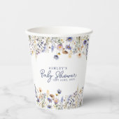 Blue Wildblume Boho Watercolor Babydusche Pappbecher (Vorderseite)