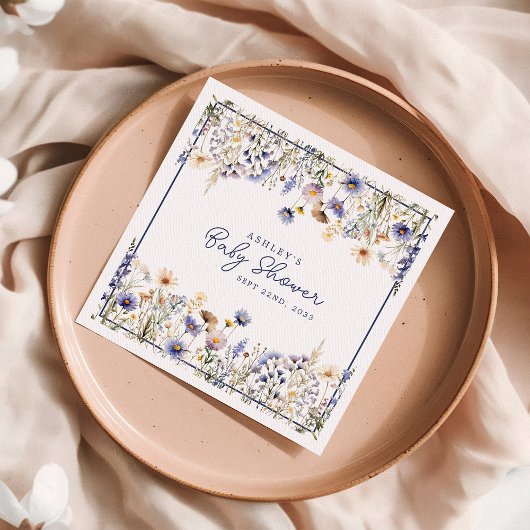 Blue Wildblume Boho Watercolor Babydusche Serviette