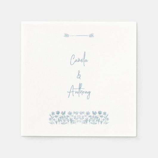 Blue Wildblume Boho Wedding Serviette (Vorderseite)