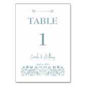 Blue Wildblume Boho Wedding Tischnummer (Rückseite)
