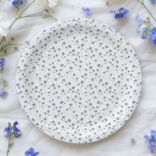 Blue Wildblume Botanischer Garten Brautparty Pappteller