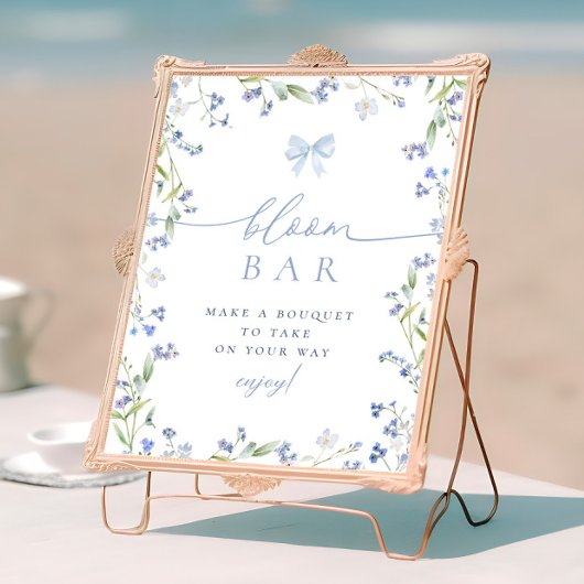 Blue Wildblume Brautparty Bouqet Bar Poster