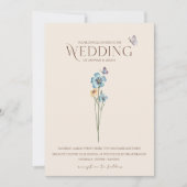 Blue Wildblume Butterfells Blumenhochzeit Einladung (Vorderseite)