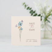 Blue Wildblume Butterfells Blumenhochzeit Save The Date (Stehend Vorderseite)
