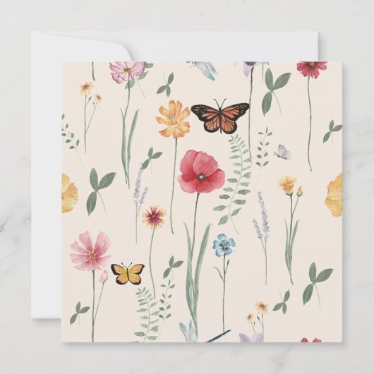 Blue Wildblume Butterfells Blumenhochzeit Save The Date (Rückseite)