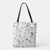Blue Wildblume Chic Tote Bag Tasche (Rückseite)