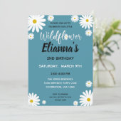 Blue Wildblume Daisy Girl Geburtstagseinladung Einladung (Stehend Vorderseite)