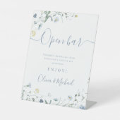 Blue Wildblume Drehbuch rustikale Hochzeit Open Ba Sockelschild (Vorderseite)