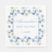 Blue Wildblume Floral Boho Babydusche Serviette (Vorderseite)