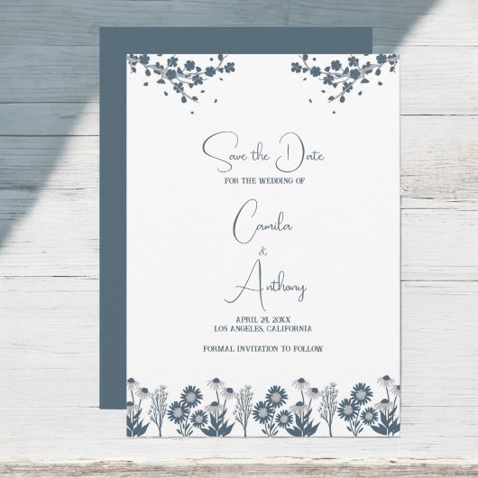 Blue Wildblume Floral Boho Wedding Einladung