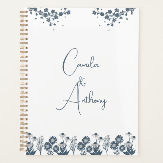 Blue Wildblume Floral Boho Wedding Planer (Vorderseite)