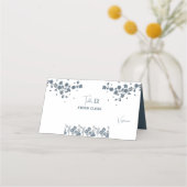 Blue Wildblume Floral Boho Wedding Platzkarte (Rückseite)