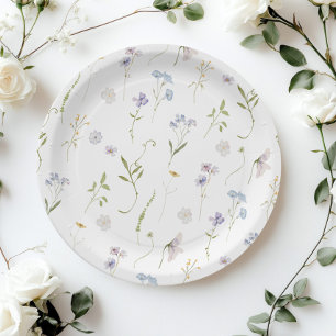 Blue Wildblume Floral elegante Baby Boy Dusche Pappteller