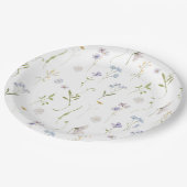 Blue Wildblume Floral elegante Baby Boy Dusche Pappteller (Schrägansicht)