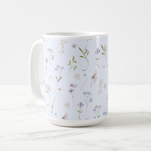 Blue Wildblume Floral elegante Summer Baby Dusche Kaffeetasse (Vorderseite Links)