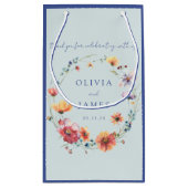 Blue Wildblume Floral Wreath Gastgeschenk Hochzeit Kleine Geschenktüte (Rückseite)