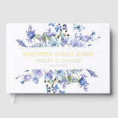 Blue Wildblume & Gold Foil Wedding Gästebuch (Vorderseite)