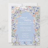 Blue Wildblume Hochzeit Einladung mit Details (Vorderseite)