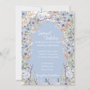 Blue Wildblume Hochzeit Einladung mit Details