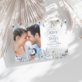 Blue Wildblume Meadow Save the Date Fotokarte Einladung