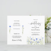 Blue Wildblume Meadow Wedding Program (Stehend Vorderseite)