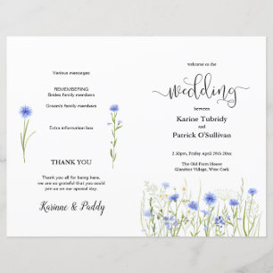 Blue Wildblume Meadow Wedding Program