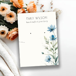 Blue Wildblume Necklace Earring Combo Display Visitenkarte