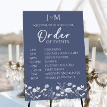 Blue Wildblume Orden of events Wedding poster