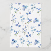 Blue Wildblume Pearls & Prosecco Brautparty Folieneinladung (Rückseite)