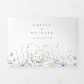 Blue Wildblume Periwinkle Wedding All in On Dreifach Gefaltete Einladung (Cover)