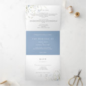 Blue Wildblume Periwinkle Wedding All in On Dreifach Gefaltete Einladung (Innenseite)